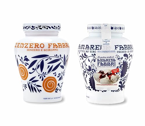 Amarena Fabbri Wild Cherries en almíbar y Fabbri Ginger en almíbar COMBO, 21 onzas