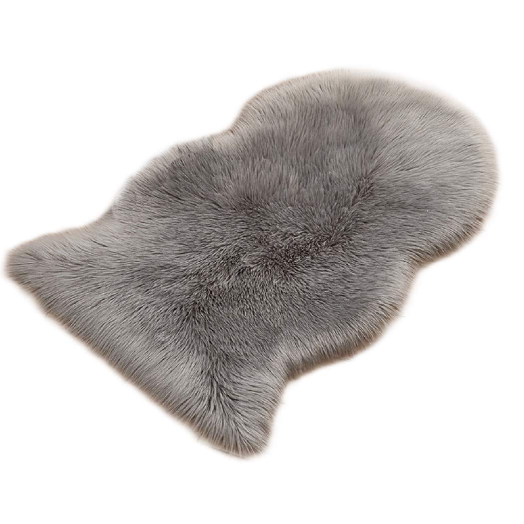 Super Soft Faux Fur Sheepskin Rug Mat, Home Decorative Chair Cover Seat Pad Shaggy Area Rugs Carpet, 2ft x 3ft Grey