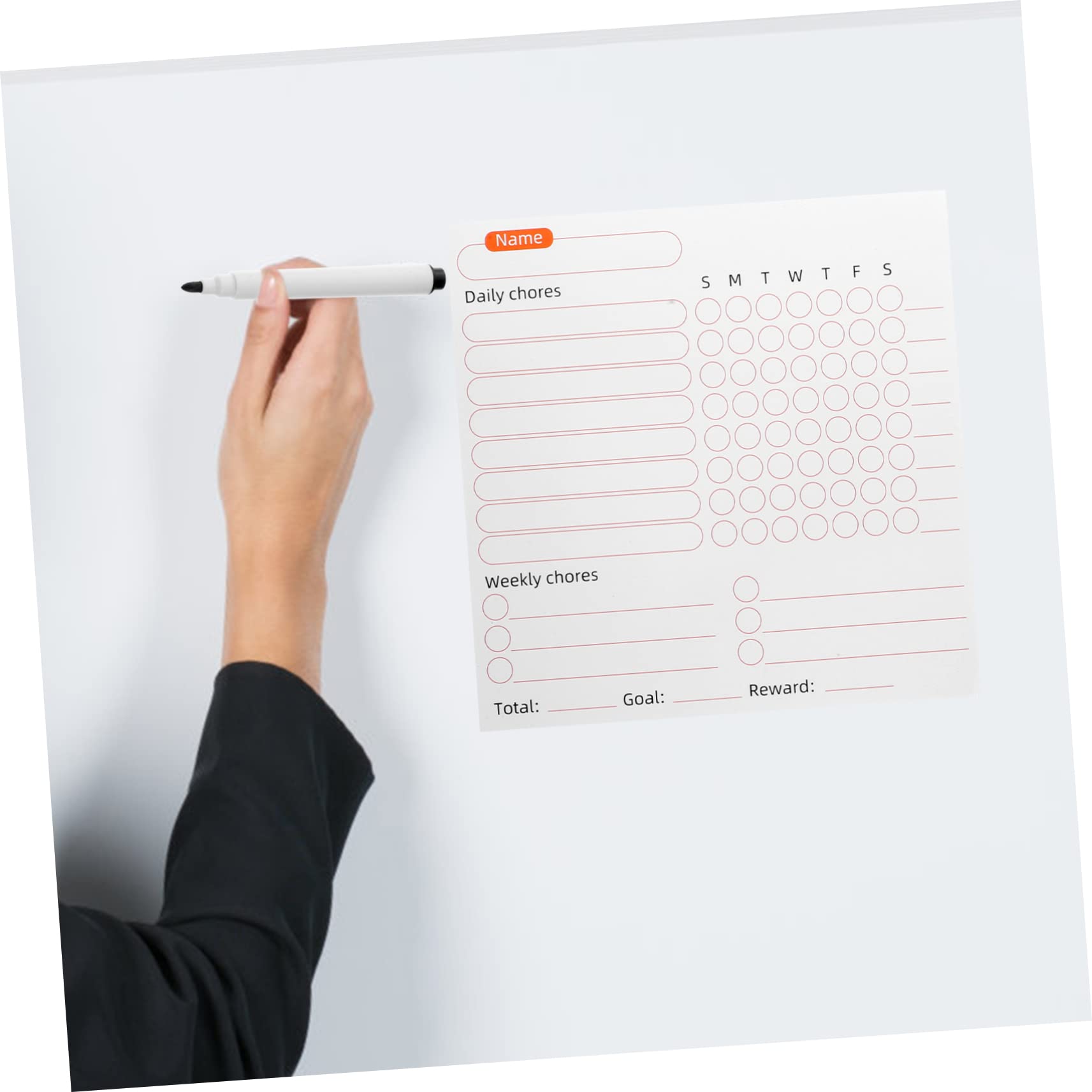 Tofficu 3 Set Programma di attrazione magnetica pennarelli cancellabili a secco Expo calendario cancellabile a secco settimanale asta clipboard lavagnette cancellabili bacheca domestica