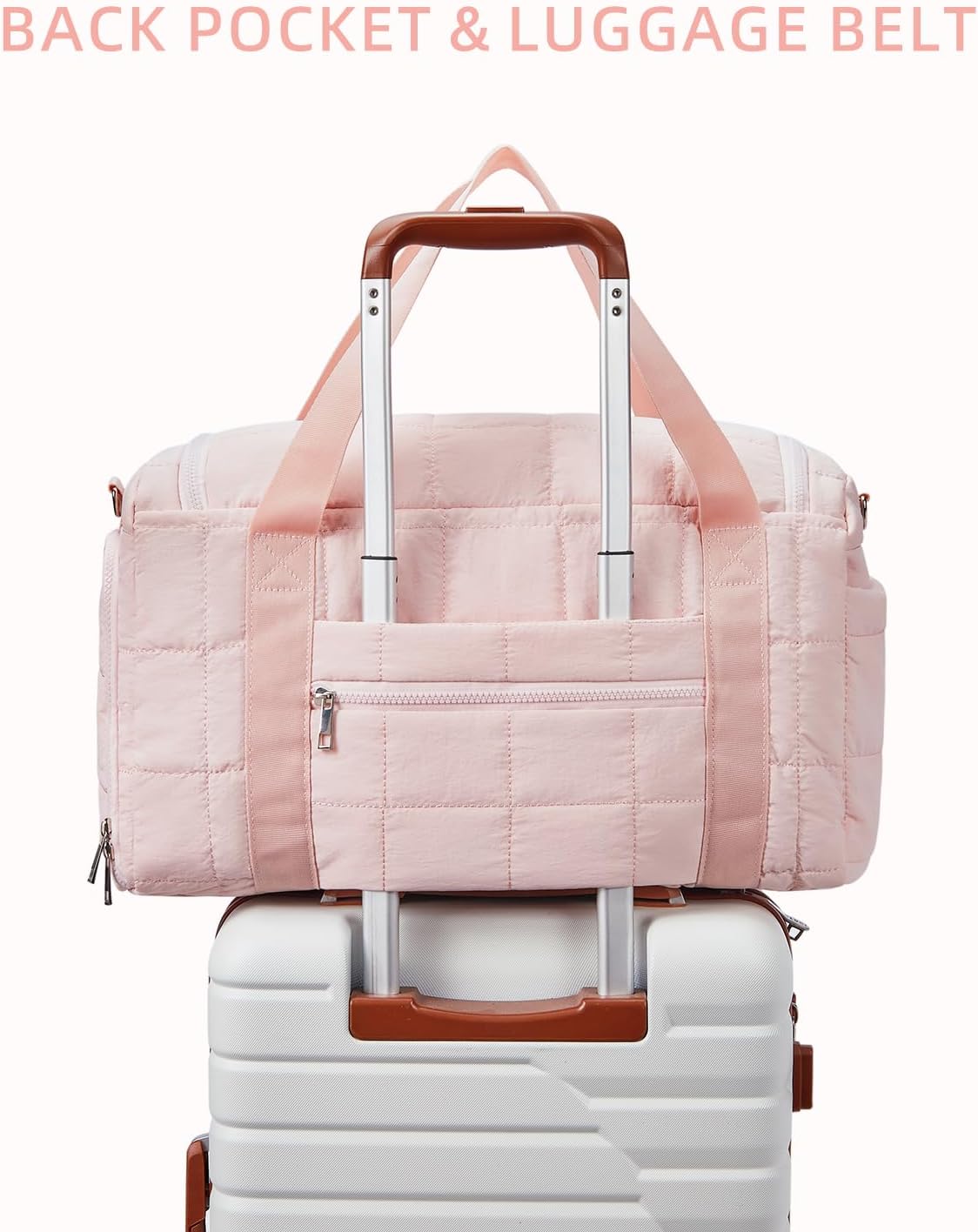 Travel Duffle Bag for Women, 25L Quilted Weekender Overnight Bag, Soft, Lightweight, Large Crossbody Gym bags - Image 6