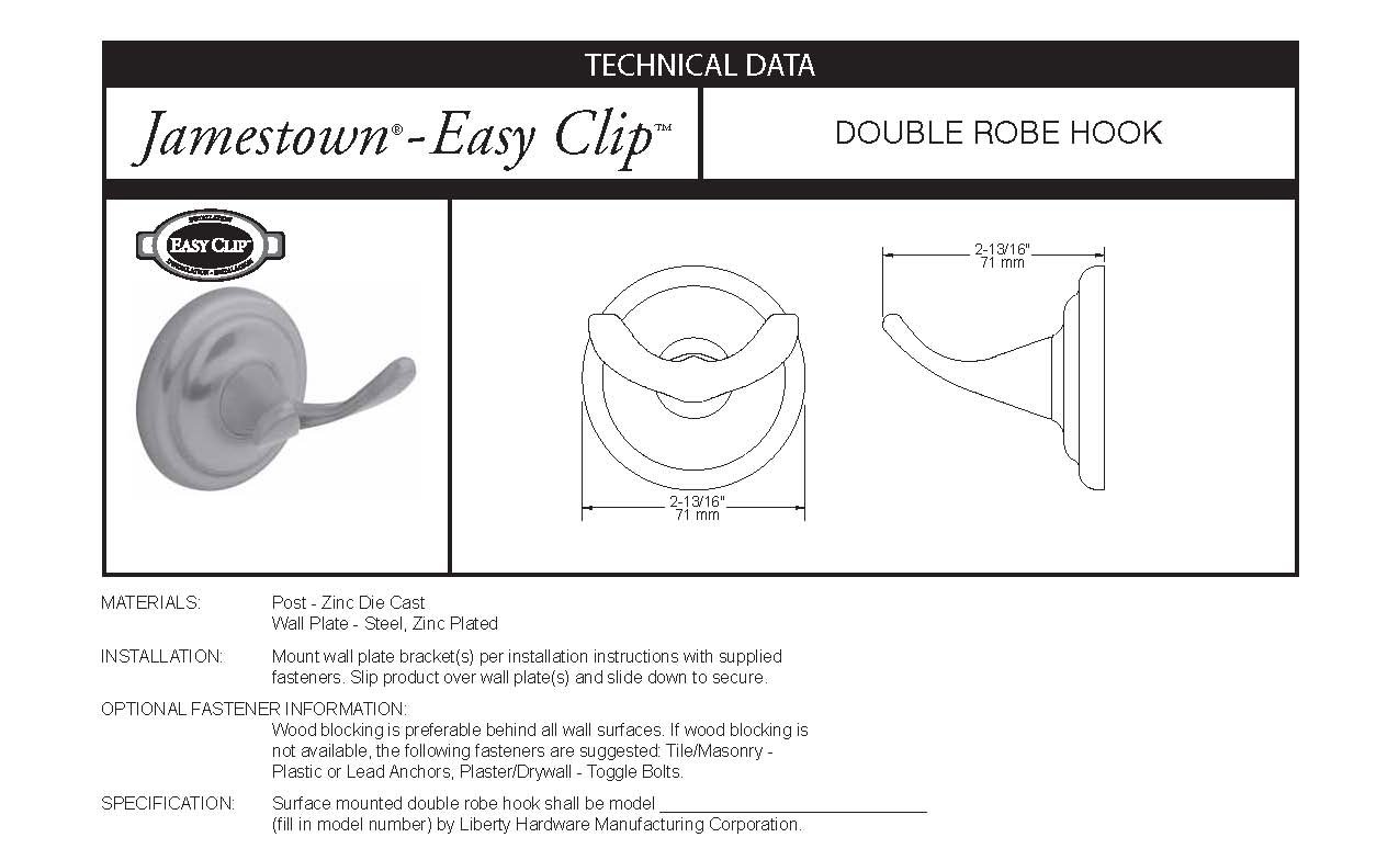 Franklin Brass 127679 Jamestown Bath Hardware Accessory Double Robe Hook, Venetian Bronze