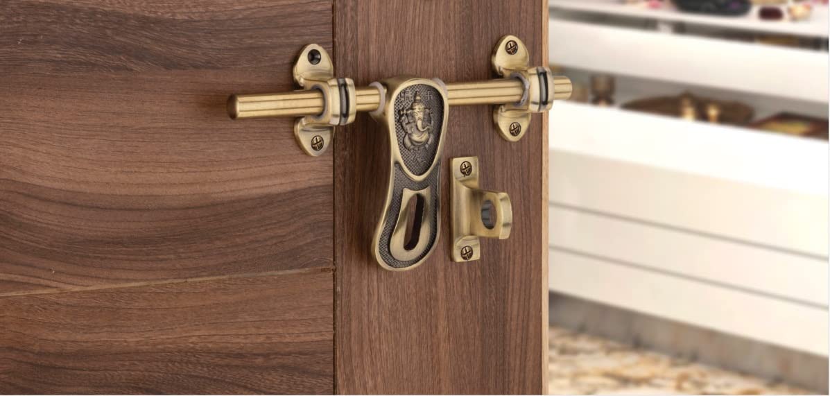 Shiv Sarika India metal Vinayak Zinc Aldrop | Fancy Aldrop For Bedroom/Door Fitting Kit/Door Accessories/Bathroom Doors |8"16Mm|022, Antique Black Glossy (B0B6JB7BQQ) Amazon Price History, Amazon Price Tracker