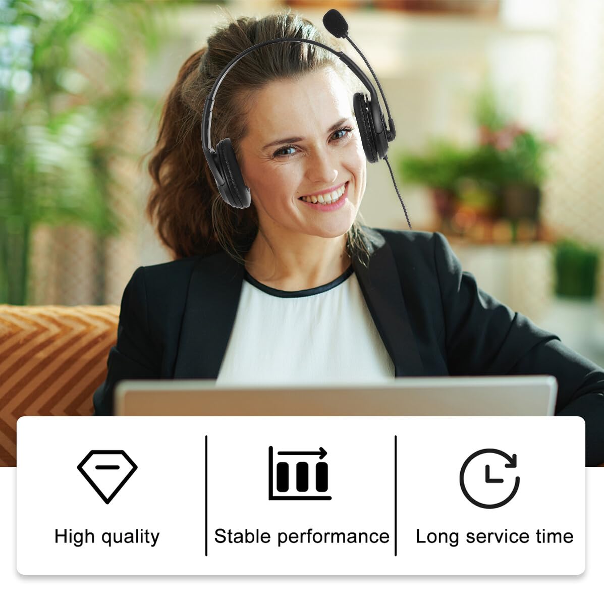 Outanaya Testa cablata con microfono da gioco, driver ad alta precisione, vestibilità comoda per computer audio, conferenze online per lavoro domestico