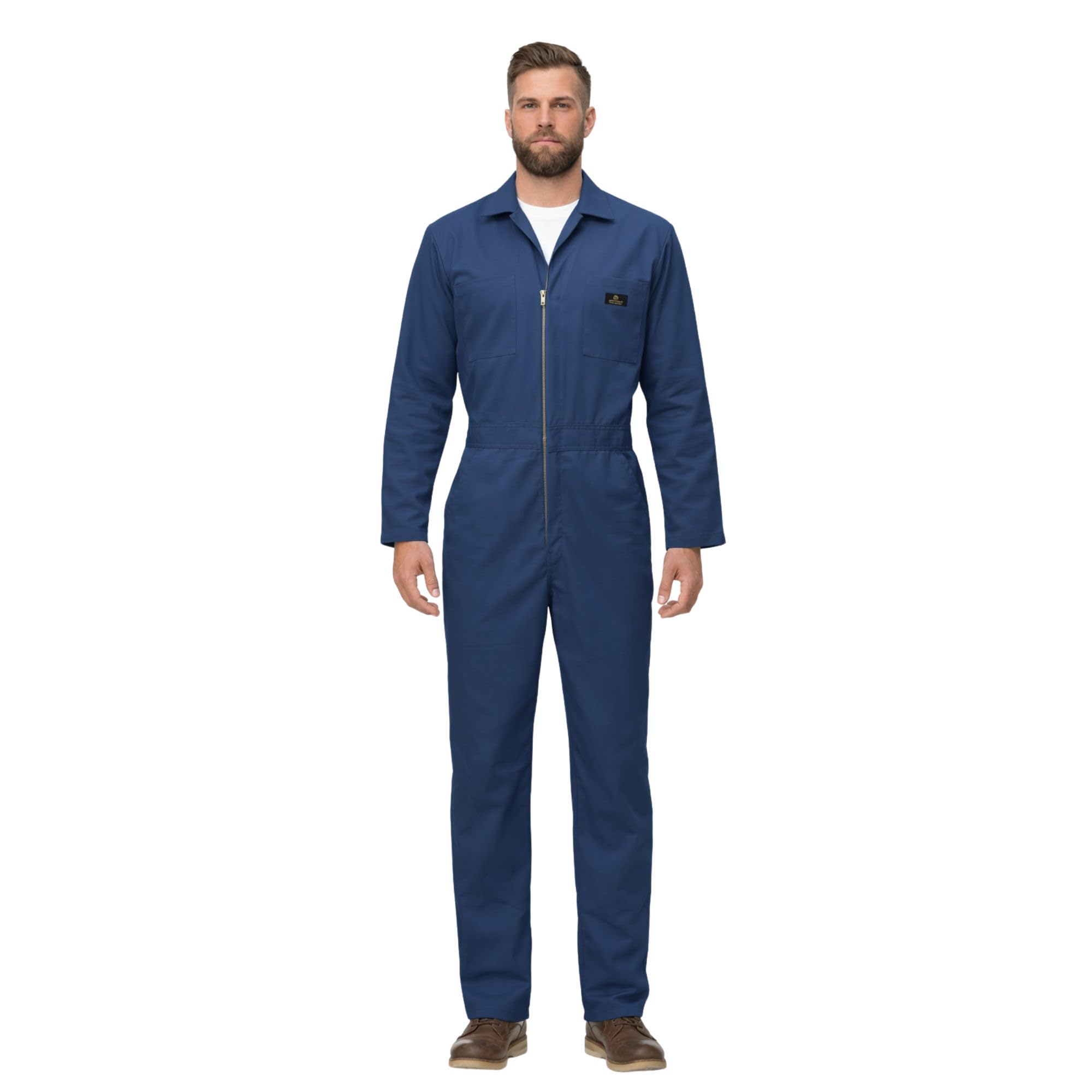 M&M SCRUBS Men’s Long Sleeve Work Coveralls – 65/35 Poly Cotton, Zipper Front, 6 Pockets, Workwear Jumpsuit