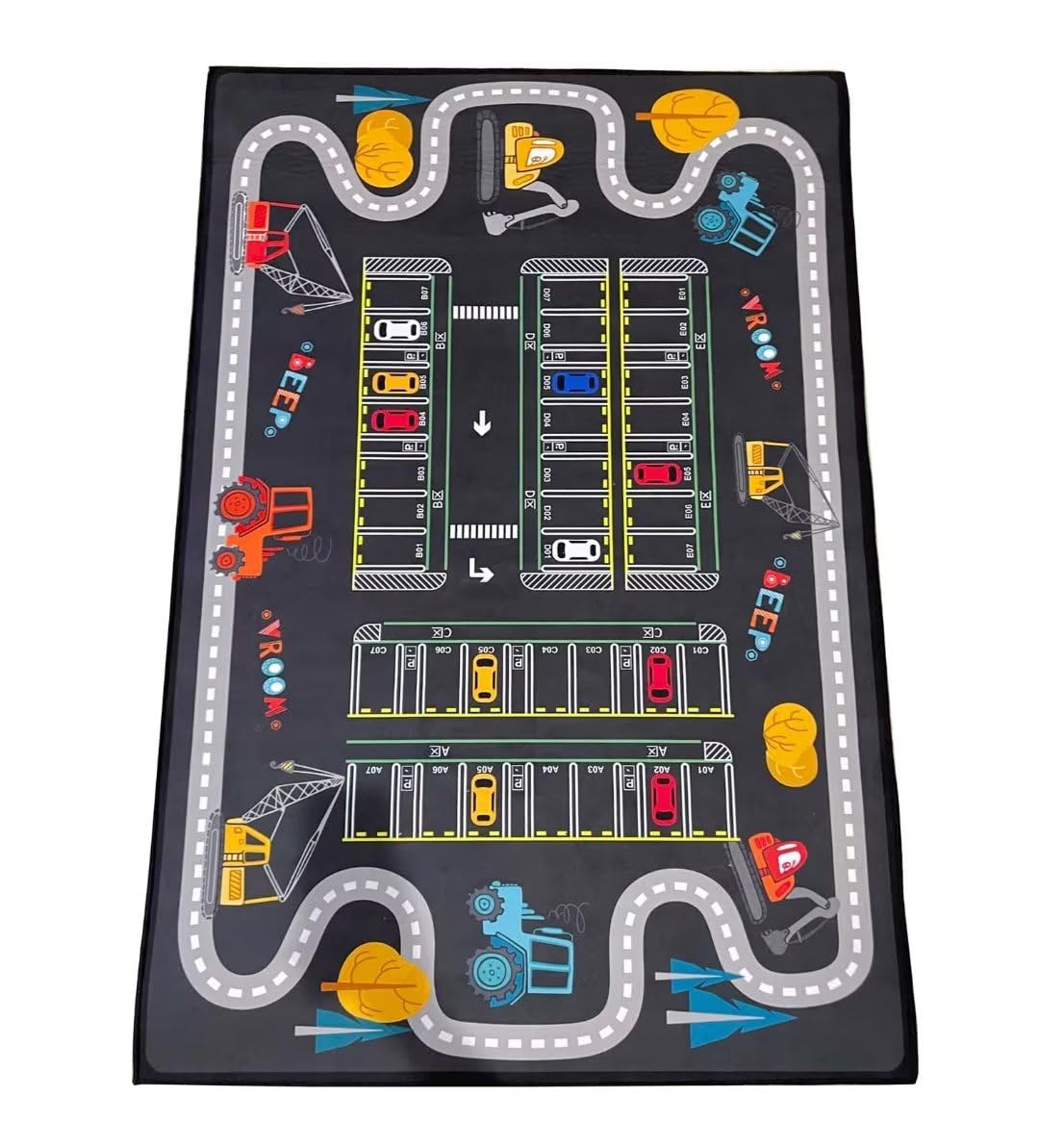 Alfombra De Juego De Tráfico De Estacionamiento, Alfombra De Guardería De La Habitación De Los Niños, Alfombra De Juego De Pista De Carretera De Dibujos Animad, Curve Road, 80 * 120cm