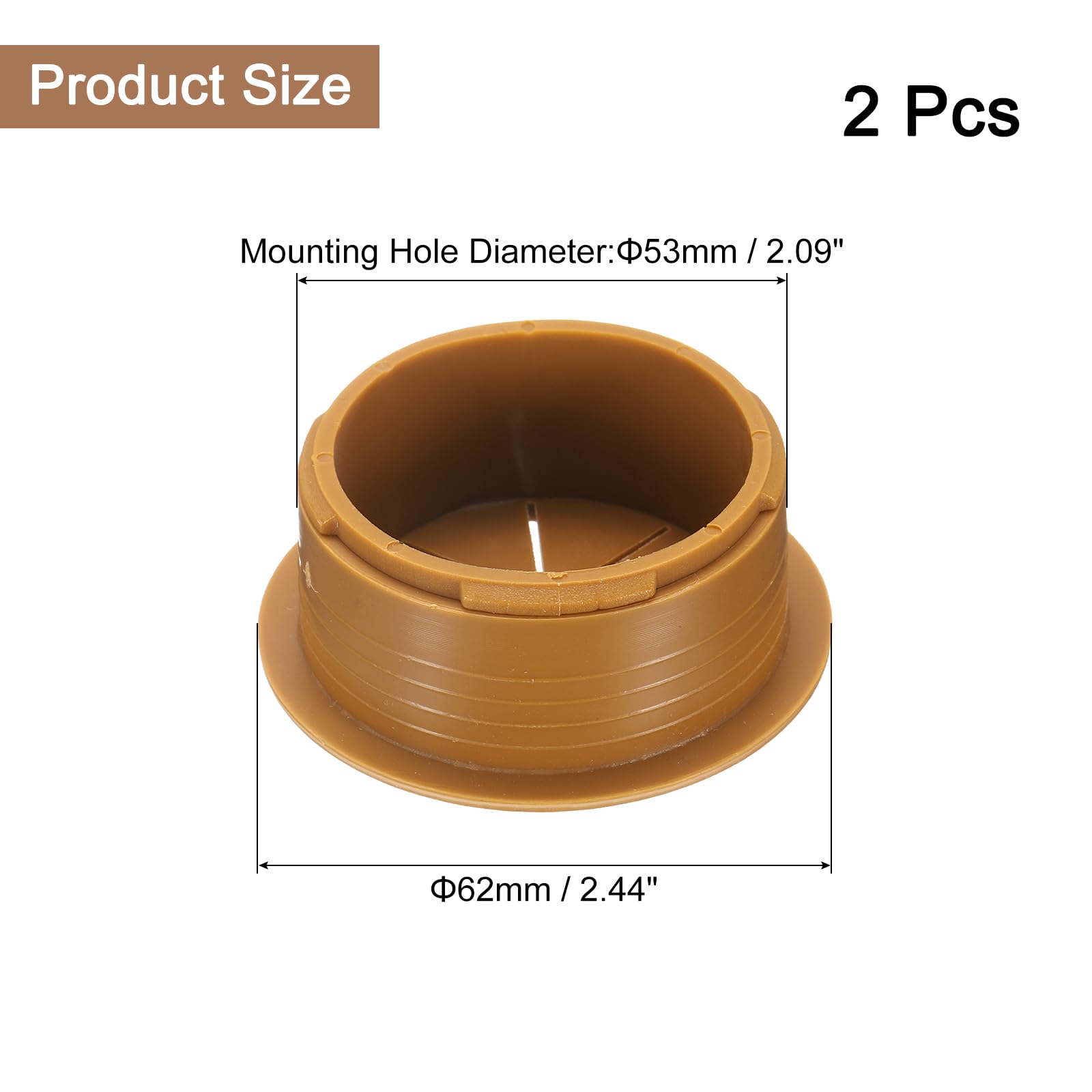 uxcell 2 Pcs Desk Grommet, 2.09 inch 53mm Desk Cable Hole Cover Wire Hole Insert for Home Office Table Cabinet Cord Organizer, Brown