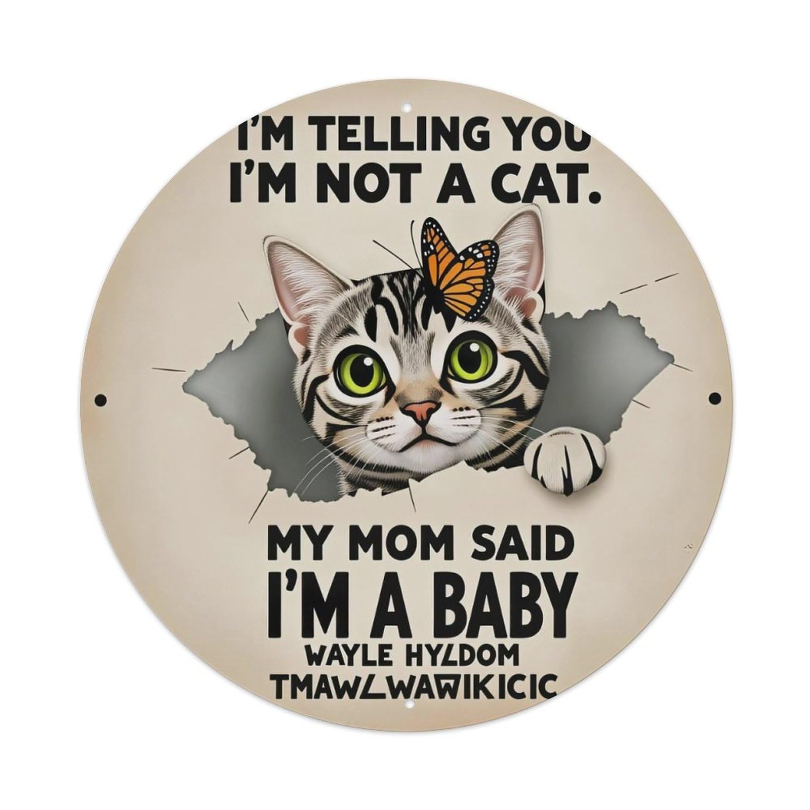 Cat With Butterfly On Head Metal Tin Sign