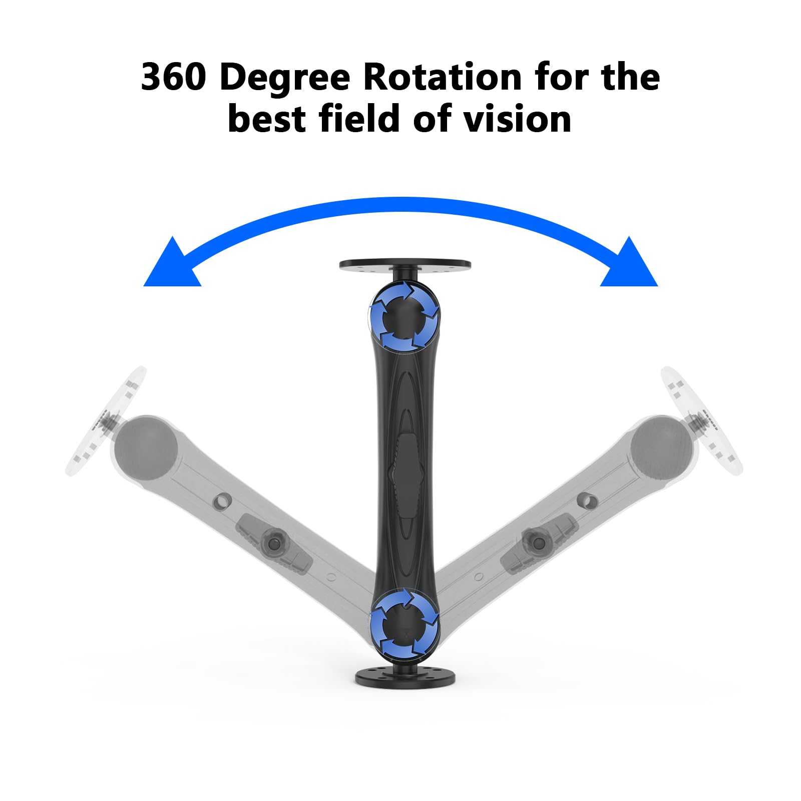 Support de détecteur de poissons compatible avec Garmin Striker 4, Striker Plus 4, Striker Vivid 4cv, bras long de 23,6 cm, rotation à 360 degrés, aluminium de qualité marine