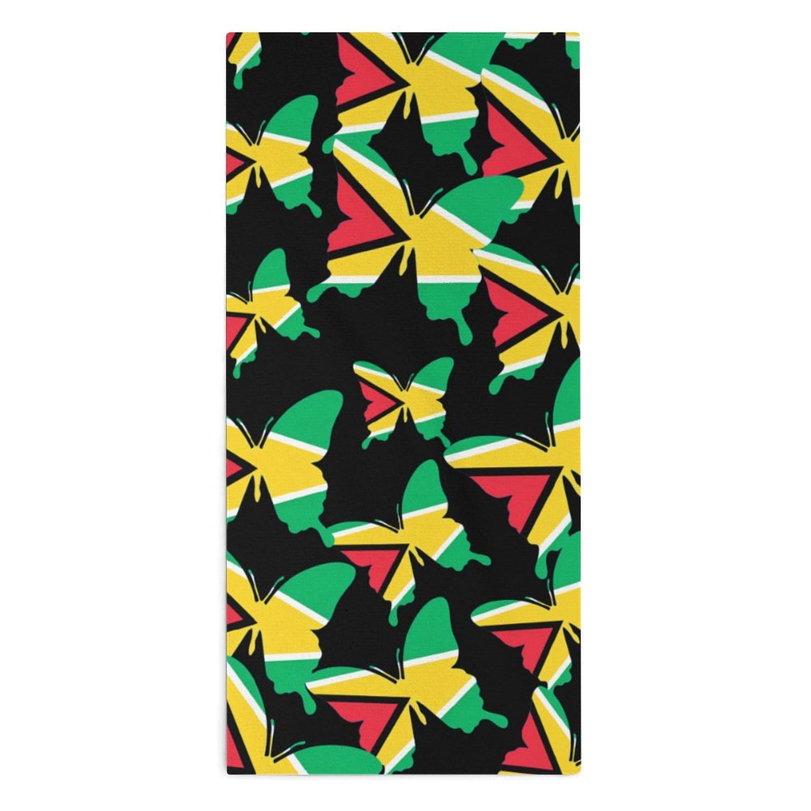 TXFBTRFSA Guyana Flag Butterfly Hand Towels for Adult Face Towel Bath Beach Swim Accessories