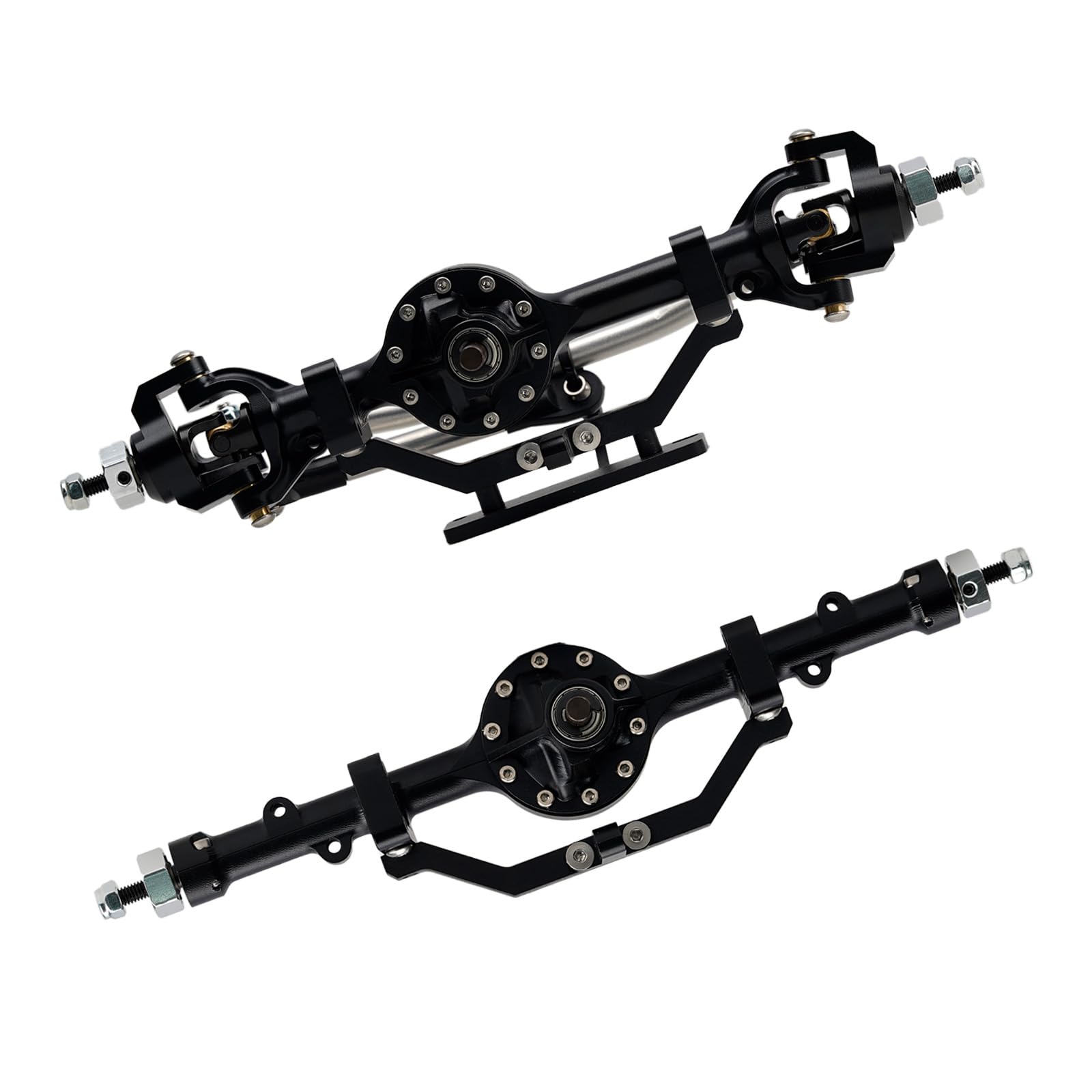 TGCWENG CNC 7075 Aluminum Alloy RC Portal Axles Kit Front and Rear Axles Complete Axles Set Suit for Redcat Gen 7 SCX10 I II III Pro D90 D110 Etc 1/10 RC Crawler Car Upgrade Parts(Black)