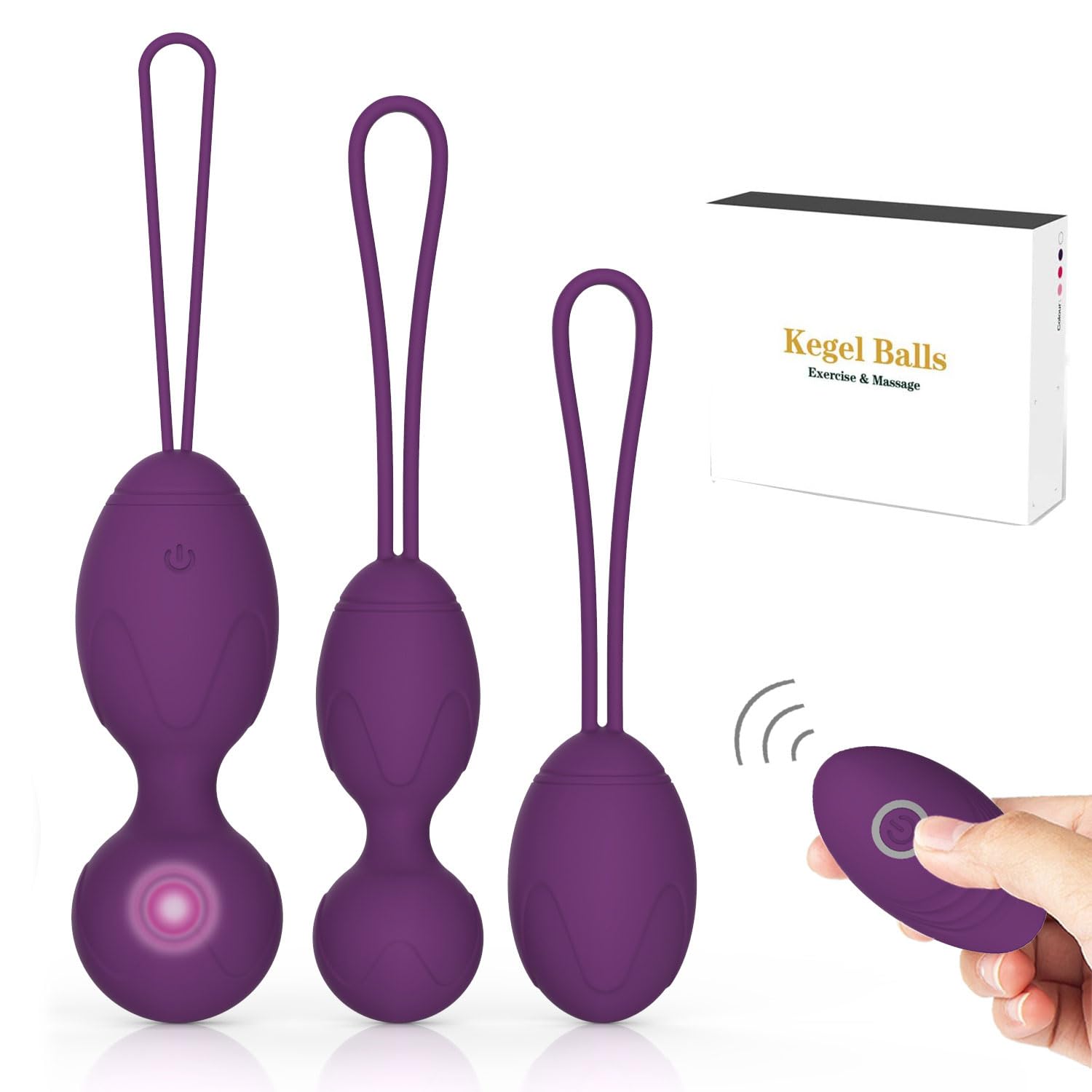 Boules de Geisha - geisha Masseur 2 en 1 Ben Wa pour débutants silicone amélioré Système de Kegel pour plancher pelvien rechargeable Violet