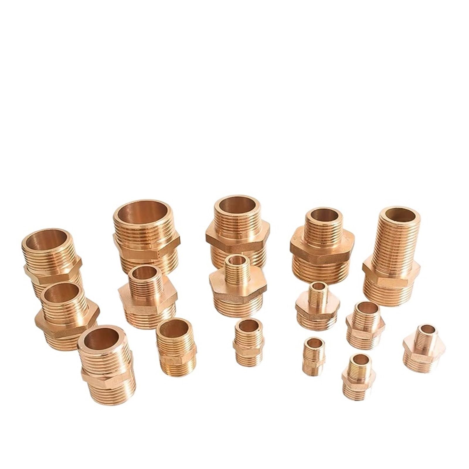 AARTERZZA Brass Pipe Hex Nipple Fitting 1/8" 1/4" 3/8" 1/2" 3/4" 1" Male Thread Quick Adapter Coupler Connector for Water Oil Gas Air(3l8 to 1l2)