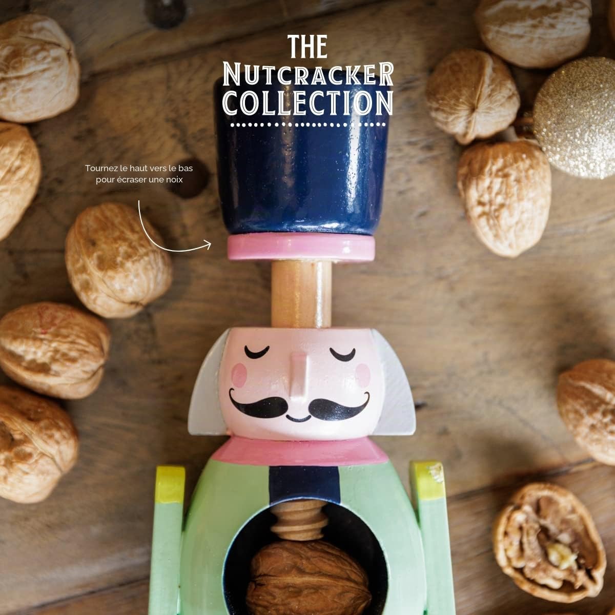 KitchenCraft Nutcracker Collection Casse-noix en bois, homme, cadeau étiqueté, bois, mixte