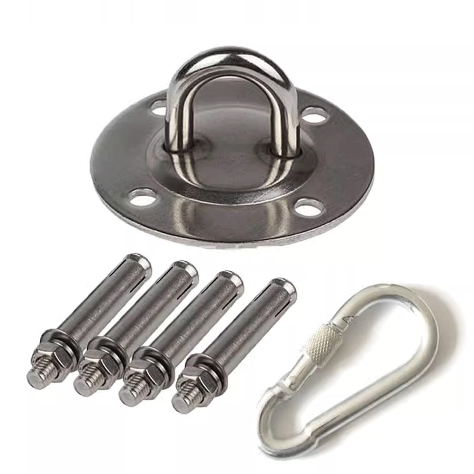 esmen Kit de herrajes for Colgar Columpios con 3 Ganchos, mosquetones y Tornillos for Yoga, hamacas gimnasios Interior