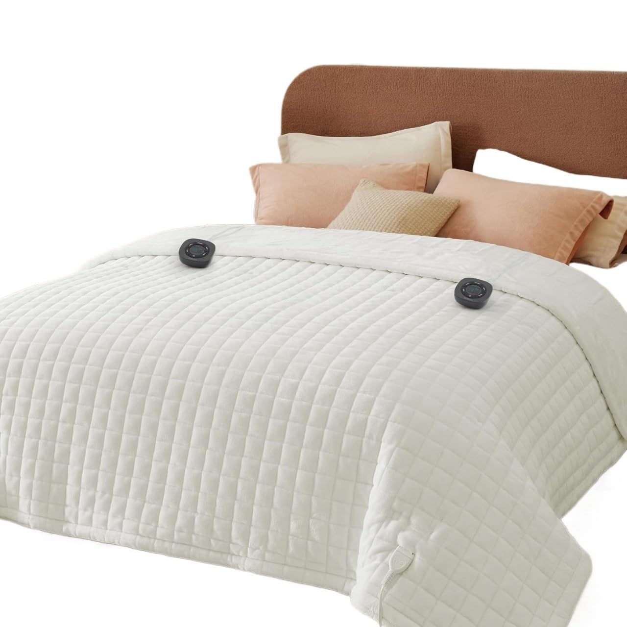 Flannel Soft Blanket, Comfortable Temperature-Adjustable Heating Blanket for Bed, Sofa (100x90 Inches, Cream White)(16 - Ivory)