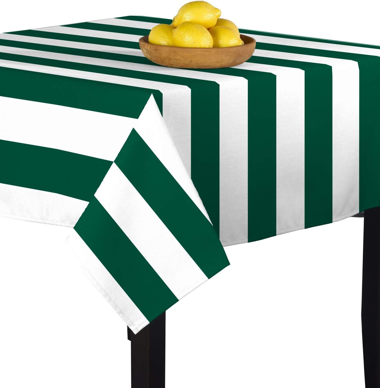 Fabric Textile Products, Inc. Forest & White Cabana Stripe Milliken Signature Tablecloths - Assorted Sizes (54" x 54")