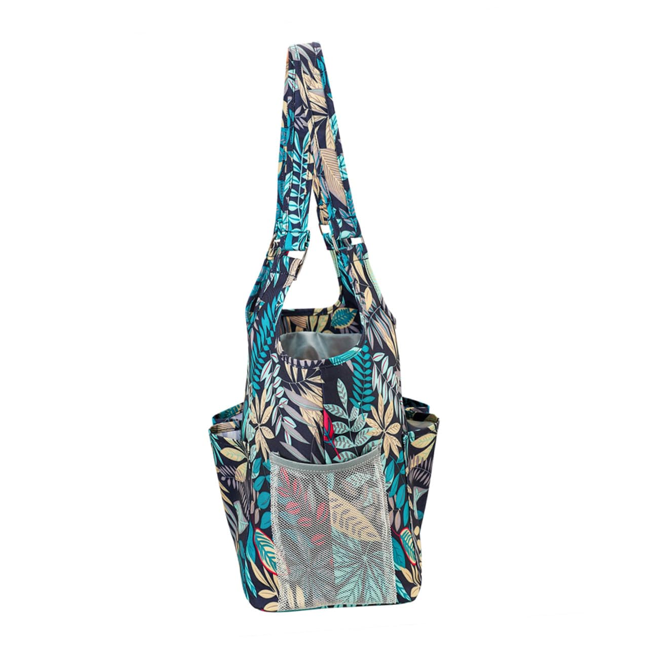 Bolsa de Almacenamiento Portátil de Tela Oxford 600D para Tejer Diseño de Hojas Múltiples Bolsillos y Correa Reforzada para Guardar Hilo de Lana