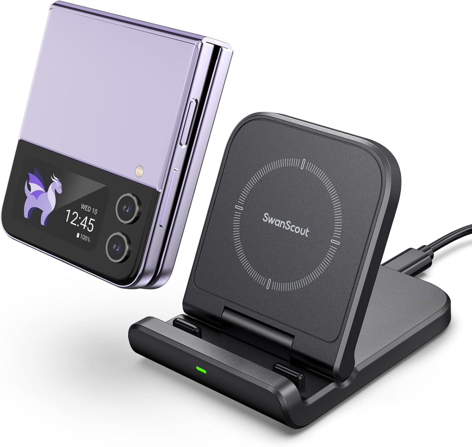 SwanScout Wireless Charger for Samsung Z Flip, Foldable Fast Charging