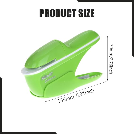 Staple-, Manual Paper Binding Tool, Ergonomic Machine with Comfortable Handle, Portable Format, Green