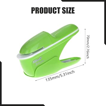 Staple-, Manual Paper Binding Tool, Ergonomic Machine with Comfortable Handle, Portable Format, Green