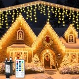 MAGGIFT 10M 400 LED Eisregen Lichterkette Außen Innen, Weihnachtsbeleuchtung Außen mit Fernbedienung/Timer/8 Modi,IP44 Wasserdicht Außenbeleuchtung Weihnachten Lichtervorhang Aussen für Balkon,Outdoor