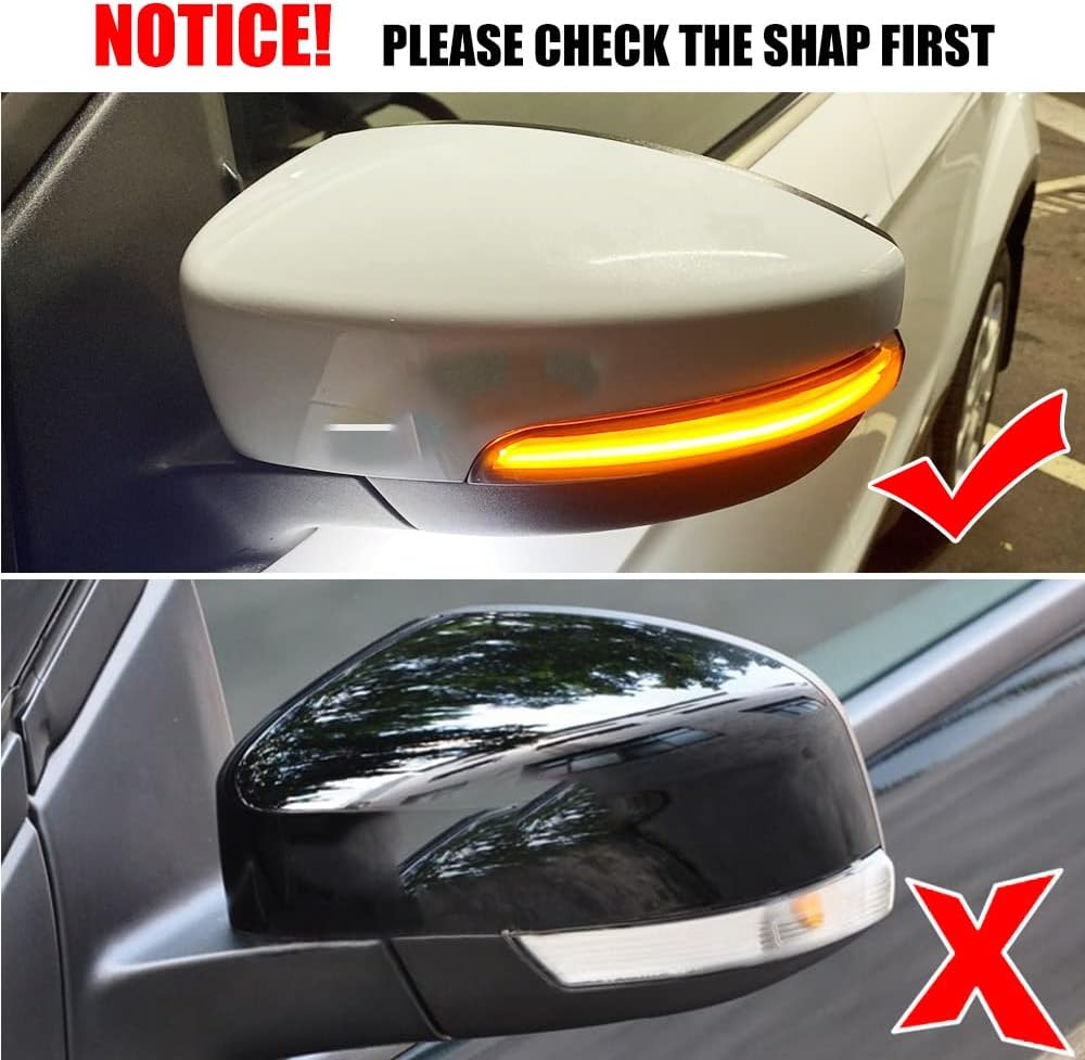2Pcs Led Rearview Mirror Turn Signal Light Sequential Turn Signal Light Indicator Blue And Yellow Dual Color Light Compatible for Ford Evoque 2013-2019