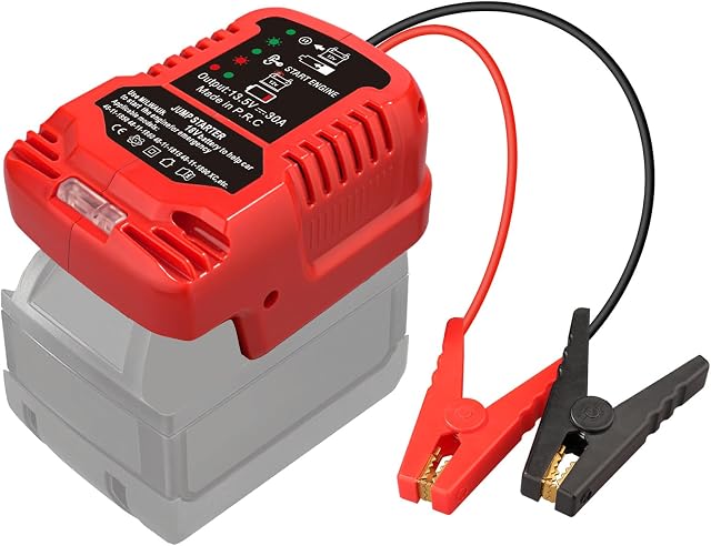 Car Jump Starter Adapter for Milwaukee M18 18V Batteries, 11AWG Heavy Duty Auto Booster Cables, Portable Vehicle Jump Starter for 12V Batteries, Fits Gas Engines Up to 3.5 Liters