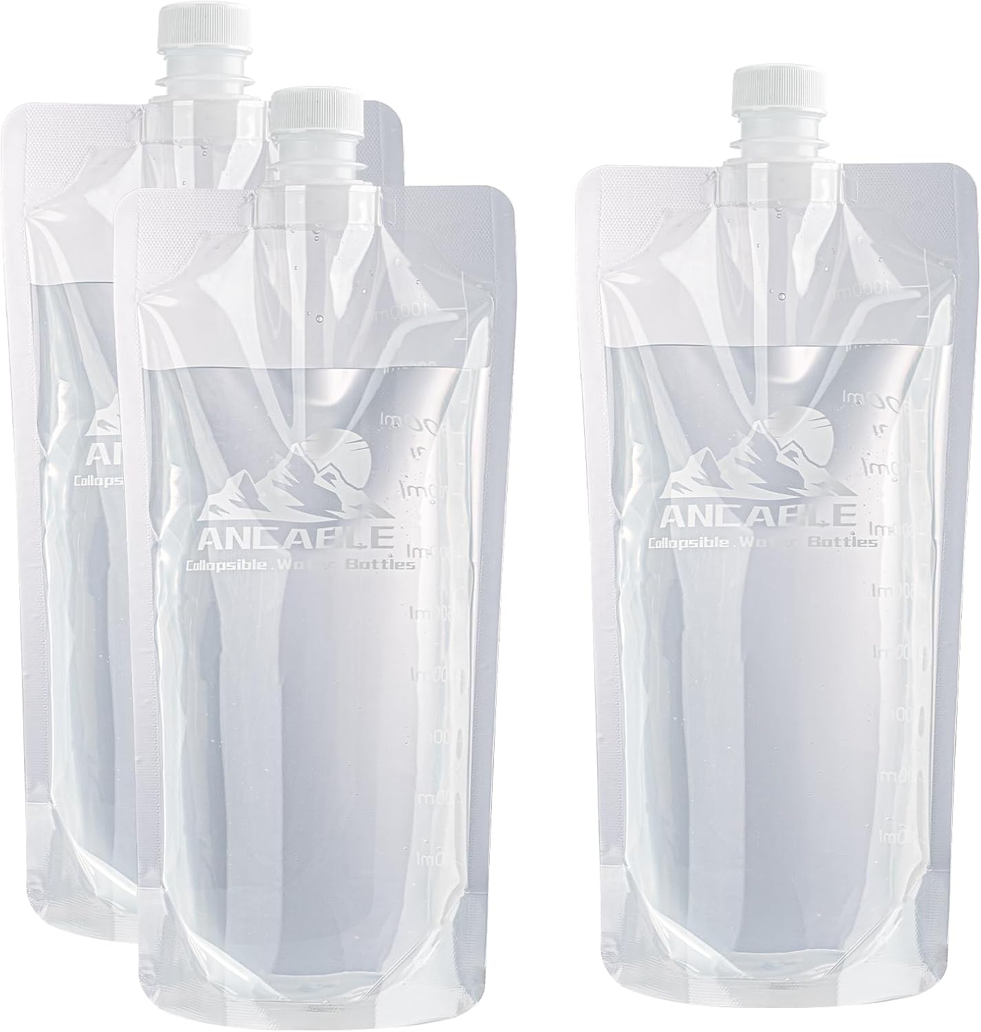 1L Collapsible Water Bottle, 3-Pack Ultralight – 32oz Large Capacity with Measurement Scale, BPA-Free, Ideal for Hiking and Travel, Durable and Leak-Proof Design for Easy Hydration Anywhere