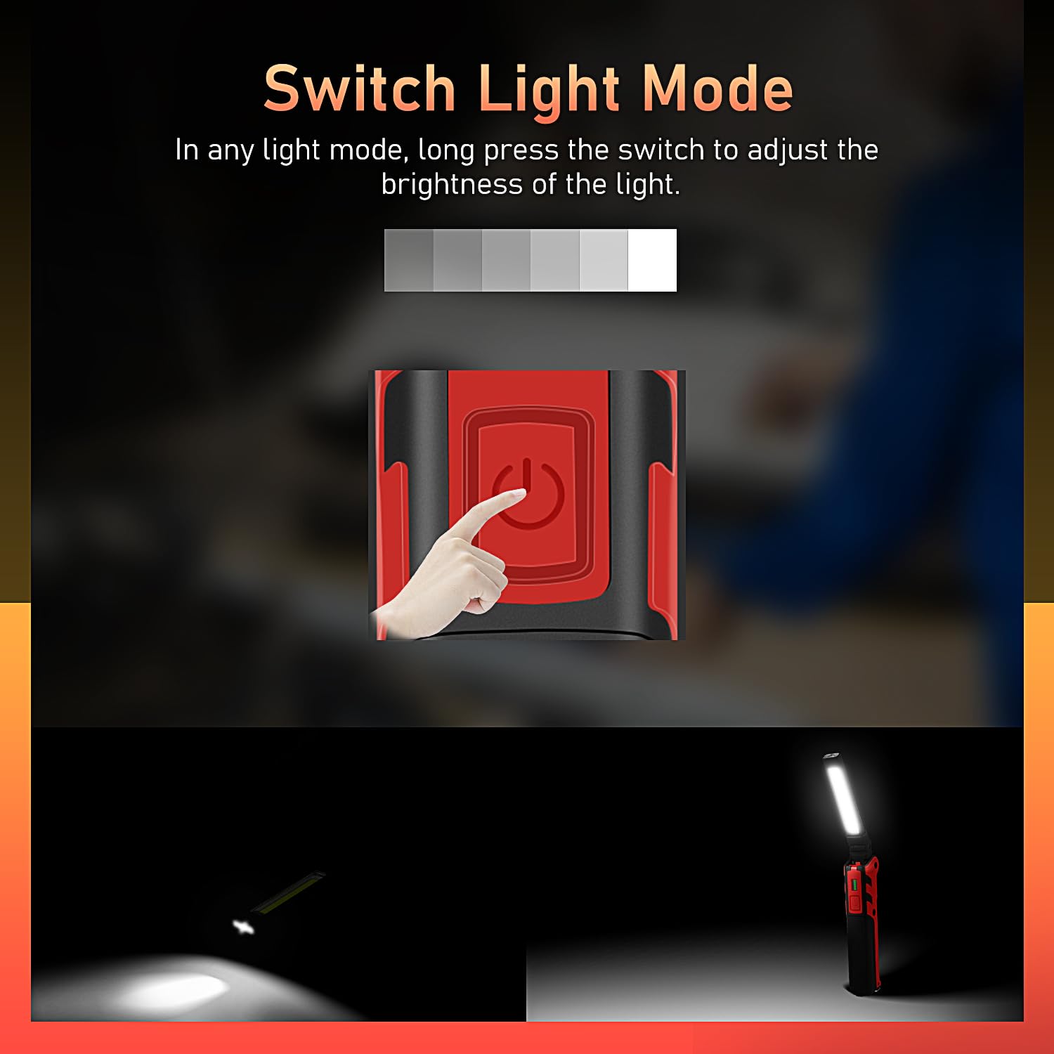 180° Verstellbare Mini-Arbeitsleuchte – Wiederaufladbare LED-Taschenlampe, 1000 Lumen, IP66, Mit Magnet & Stativgewinde