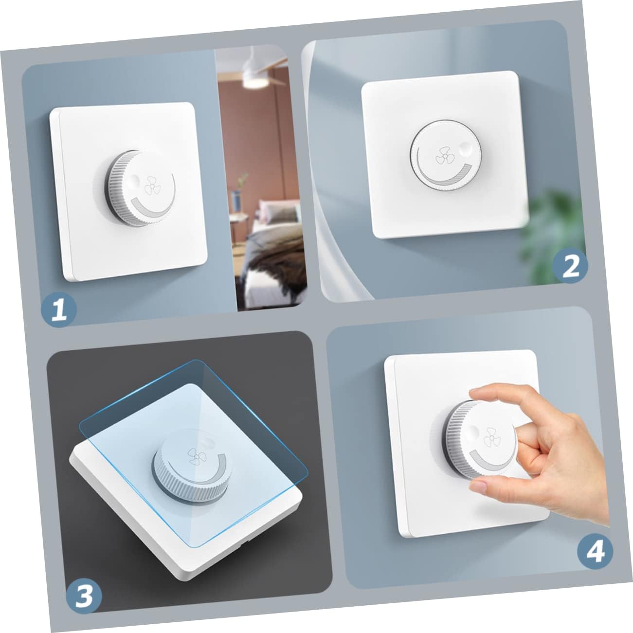 DOITOOL 2pcs Fan Controller Panel Multi-speed Control for Ceiling Fans Easy Installation for Home High Speed Regulation