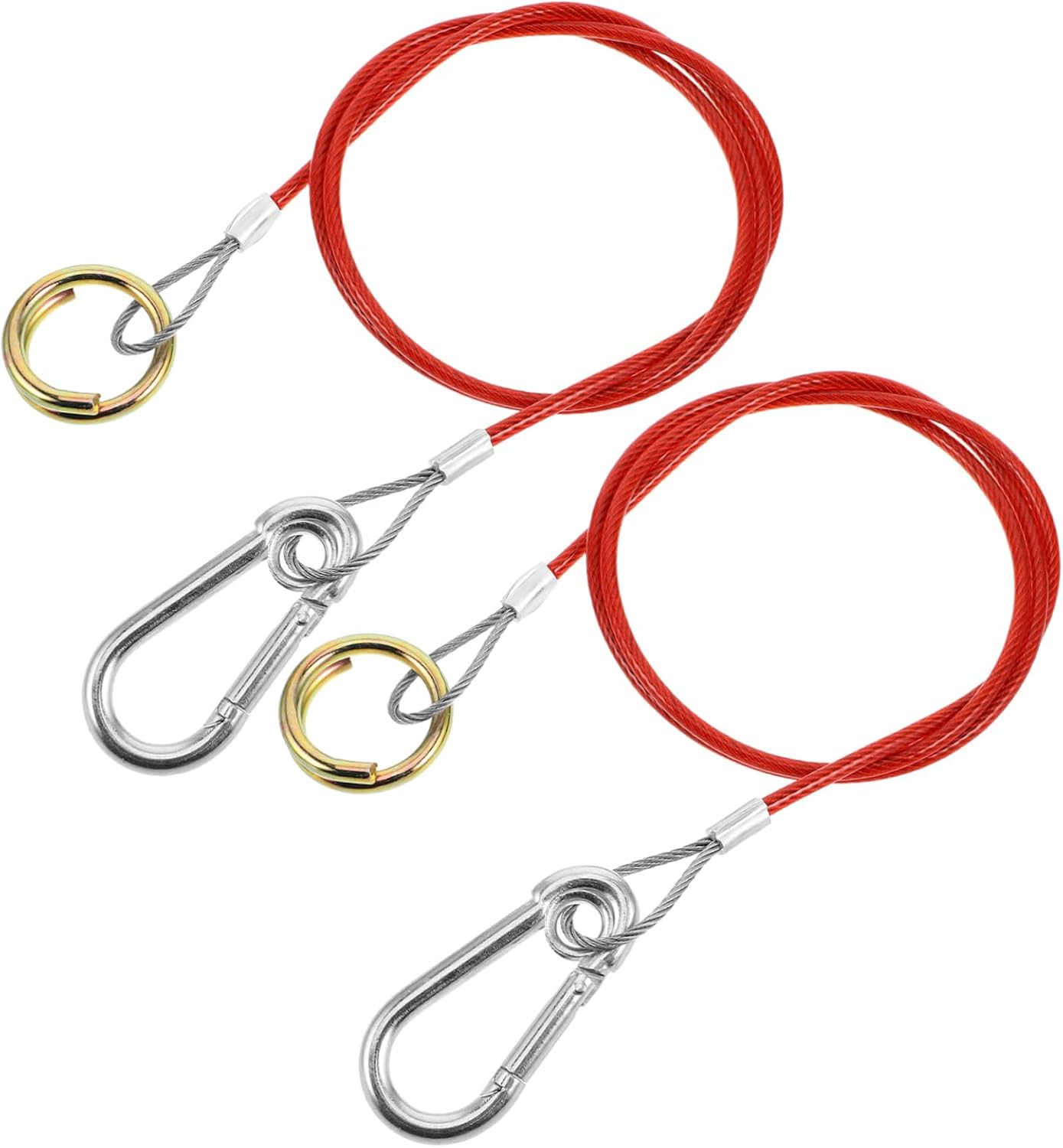 MAGICLULU 2pcs Heavy-Duty Breakaway Trailer Cables with Hooks Red Coated Safety Towing Cables for Secure Emergency Towing of Cars Trucks and Rvs