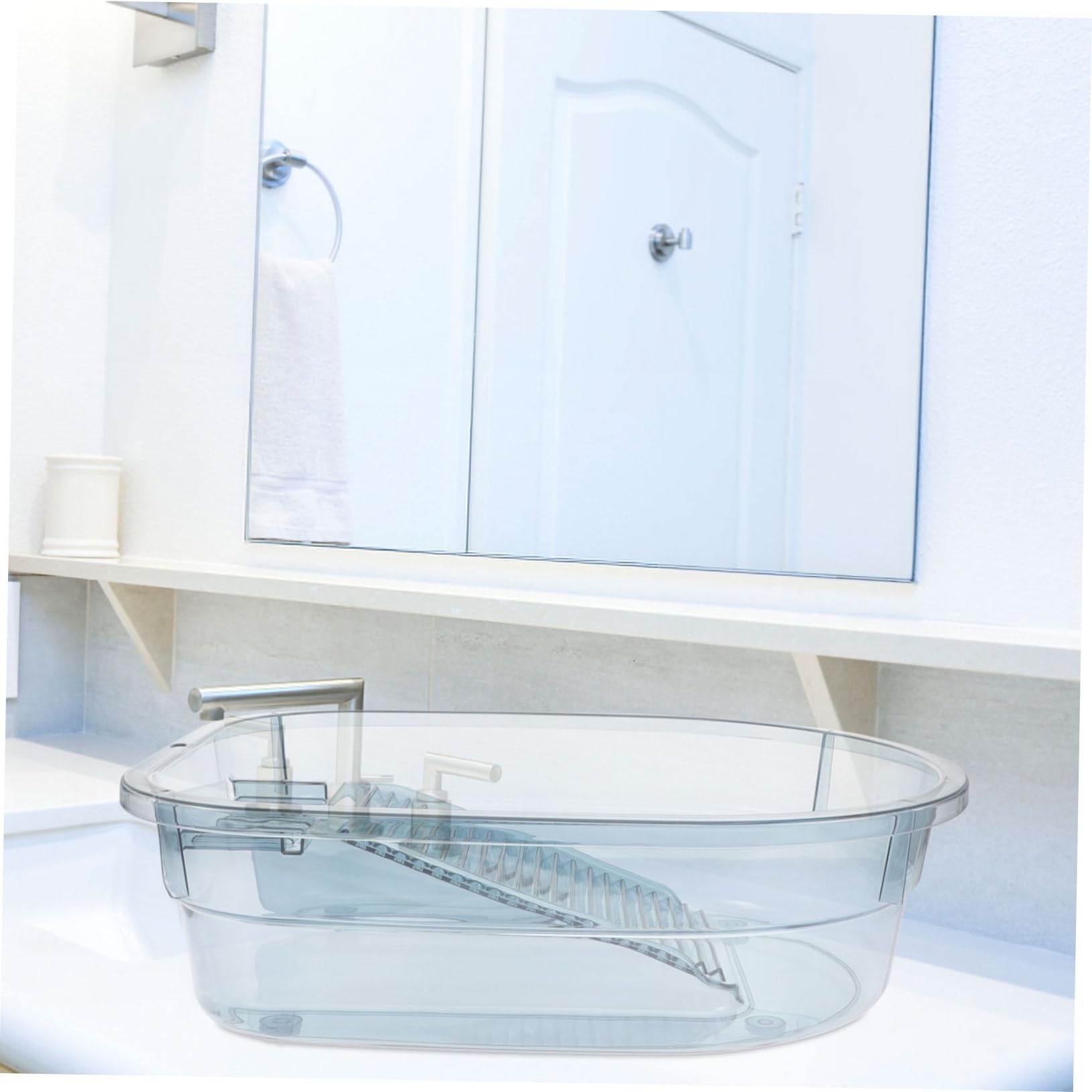 Bassine à Linge en PP avec Planche à Laver Intégrée Légère Famille Dortoir, Adaptée Lavage des Mains Vêtements Délicats
