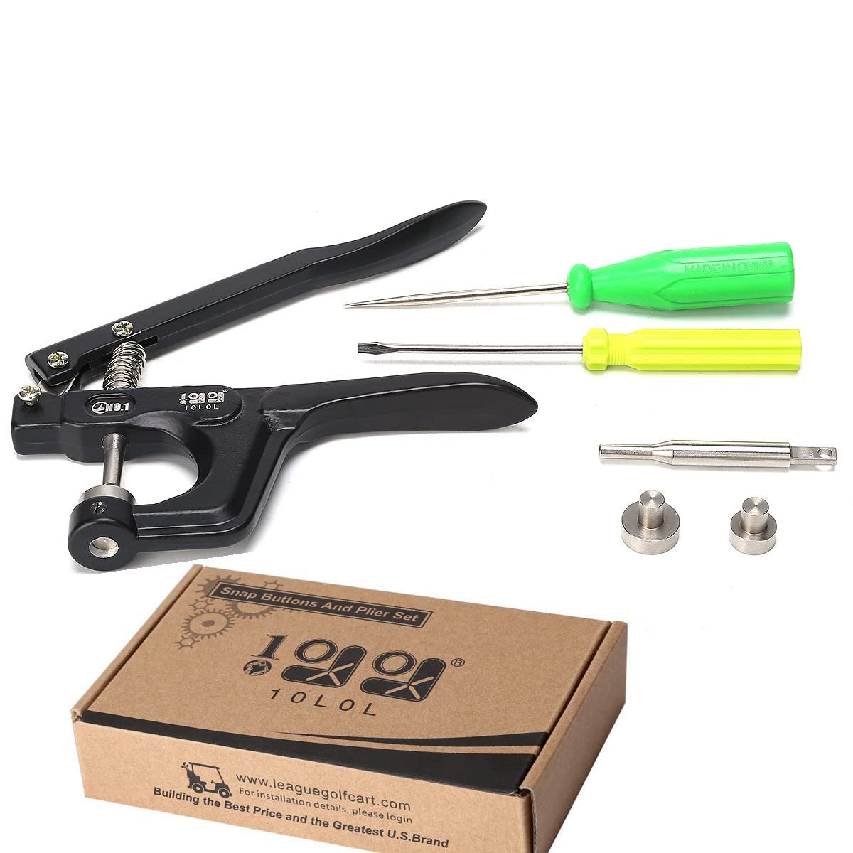 10L0L Heavy Duty Snap Tool Fasteners Kit, Snap Pliers Set for T3/T5/T8 Plastic & Copper Buttons Screw Marine Grade for Replacing Snaps, Repairing Boat Covers, Canvas, Tarps