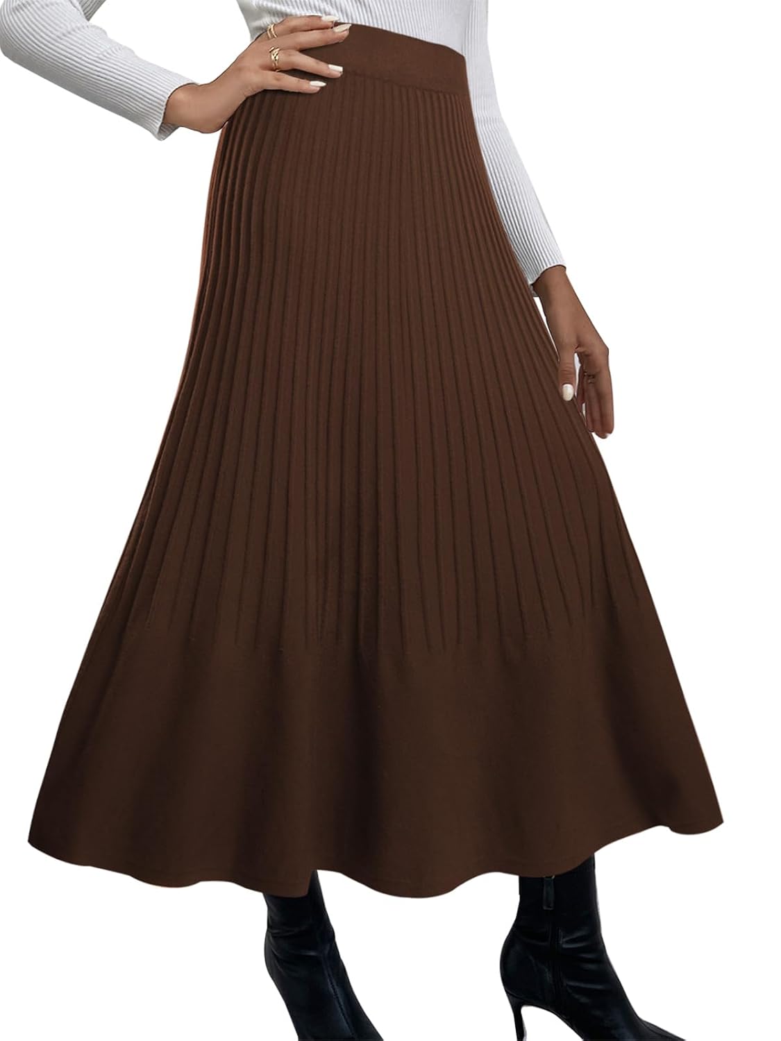 Adigaber Women's Long Skirts High Waist Pleated Knit Skirt Line Winter Elastic Waist - Review, Price and Buying Guide