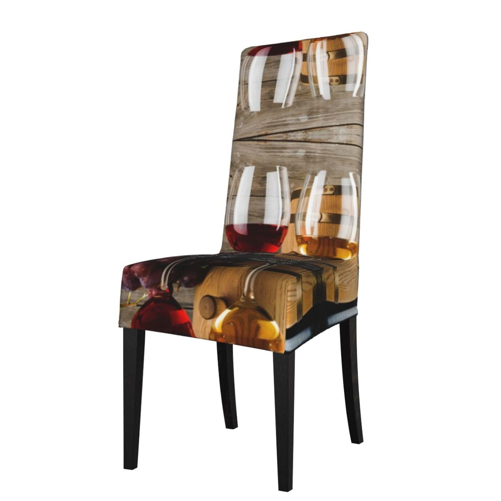 HJFCZH Art Red Wine Galsses & Grapes Prints Protection Cover for Dining Chair - Stretchable Chair Throw Covers for Dining Room, Hotel Event Party