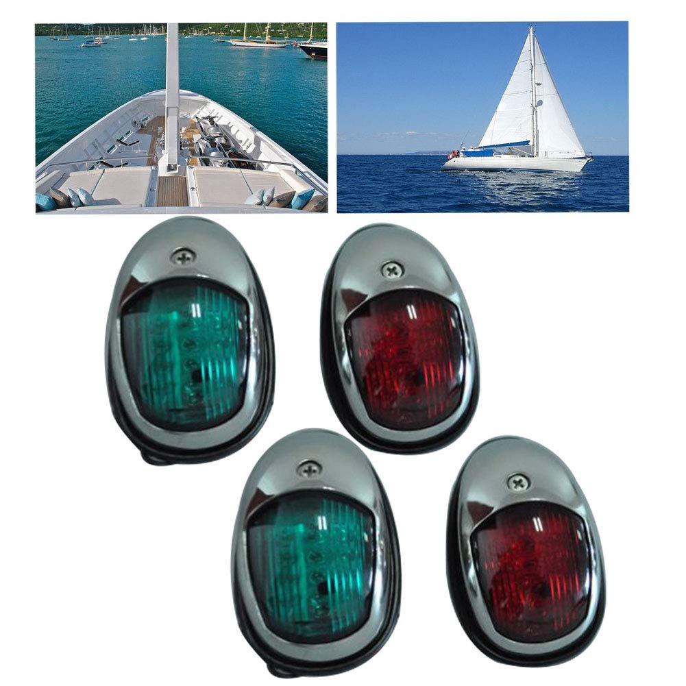 SIKUAI 98 * 55 * 35mm Barca Marina Vela LED Luce di Navigazione di Prua Lampada Verde e Rosso Acciaio Inossidabile Per Touring Pontone Veloce Barche da Pesca 2 Pai