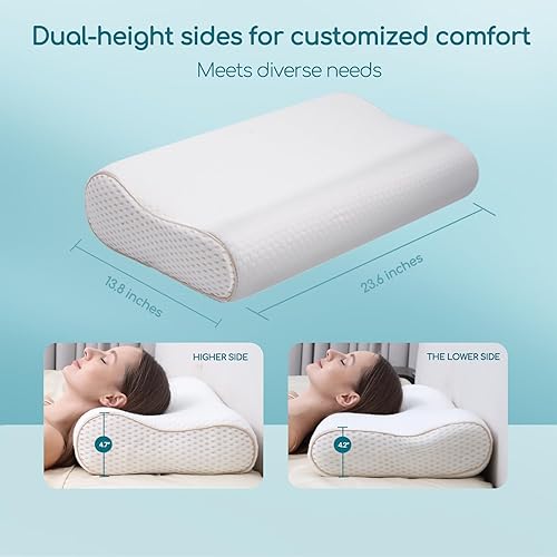 Miniatura 2 de Almohada ergonómica de espuma viscoelástica para el cuello, tela refrescante, almohada sándwich ajustable para aliviar el dolor de cuello (tamaño