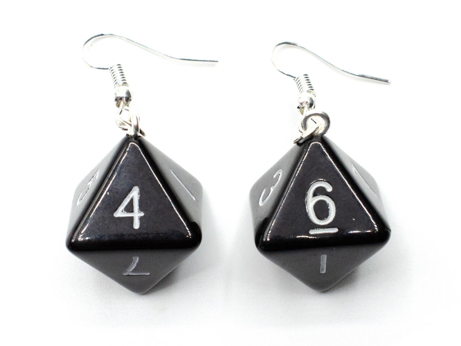 Miniblings 8 Sided Dice Earrings Black Red - Handmade Fashion Jewelry I Octahedron Game Dice Backgammon Board Game Game Casino Play Poker 80s Retro - Earring Hanger