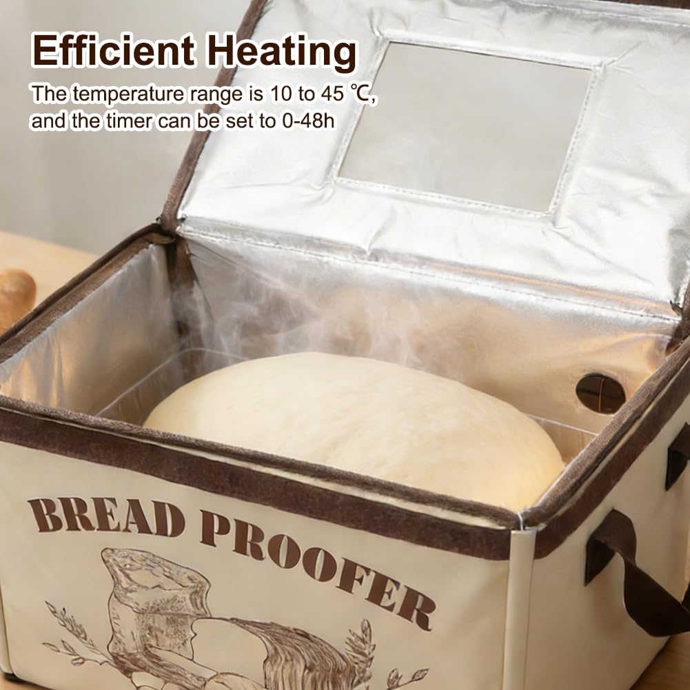 Caja de fermentación para pan, masa fermentadora, con calefacción para masa de pan, caja de fermentación plegable, temperatura ajustable y temporizador, caja de fermentación para hornear pan, yogur