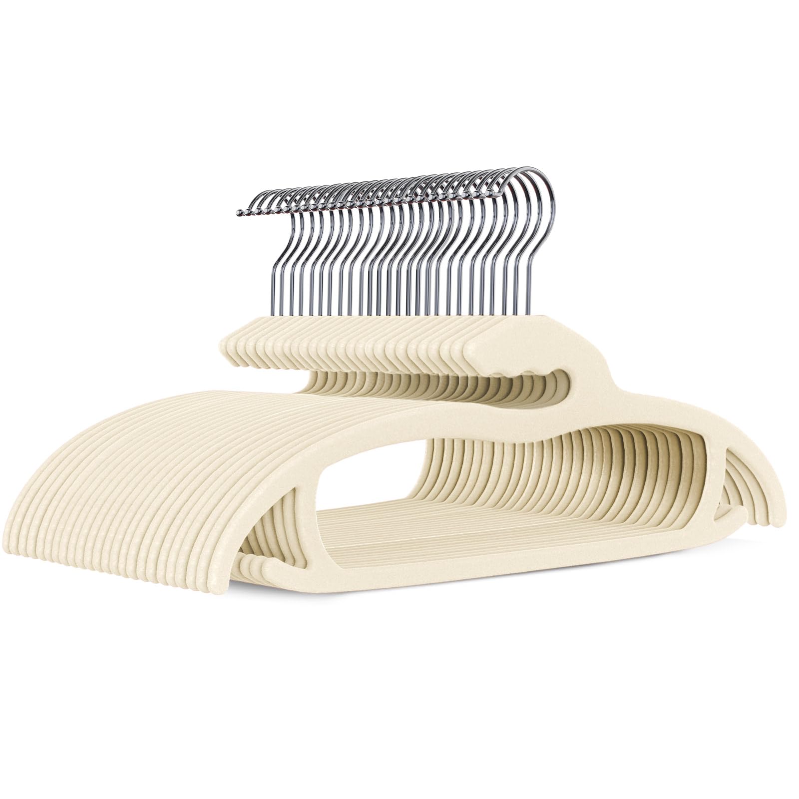 HOUSE DAYVelvet Hangers 20 Pack Beige – Heavy Duty Velvet Clothes Hangers - Non Slip Felt Coat and Suit Hangers for Closet - Lightweight Thin Space Saving - Beige Hangers