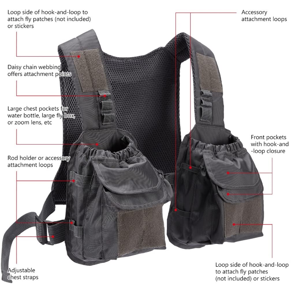 ZSLKDL Fly Fishing Vest Chest Pack for Men Women Adjustable Sizes(E)