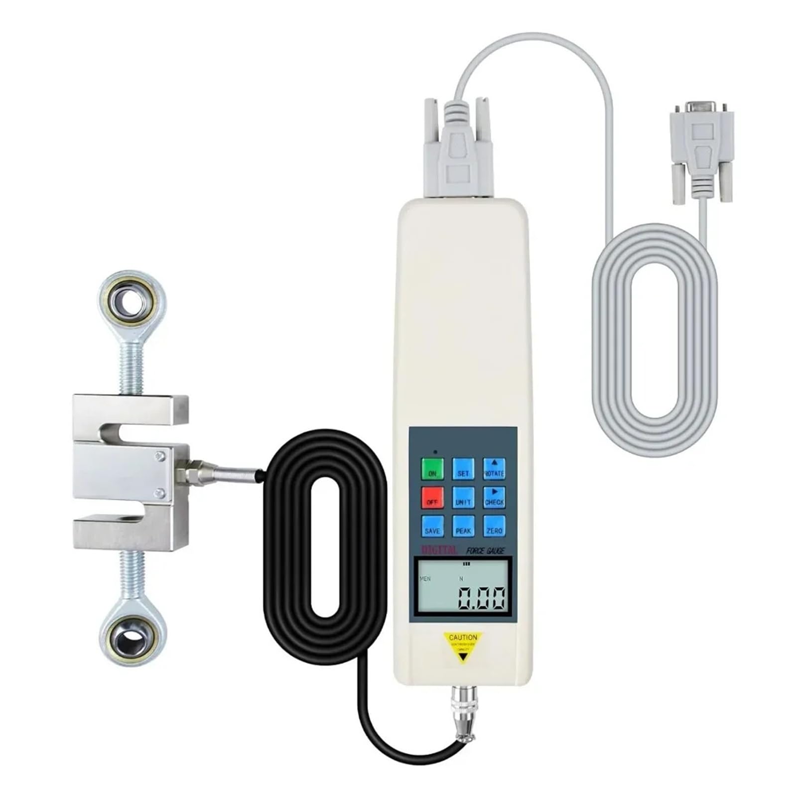 Medidor de fuerza digital de empuje y tracción de 5000 N/1100 lb/500 kg con sensor externo y salida USB Rendimiento alto(GF-650LB)