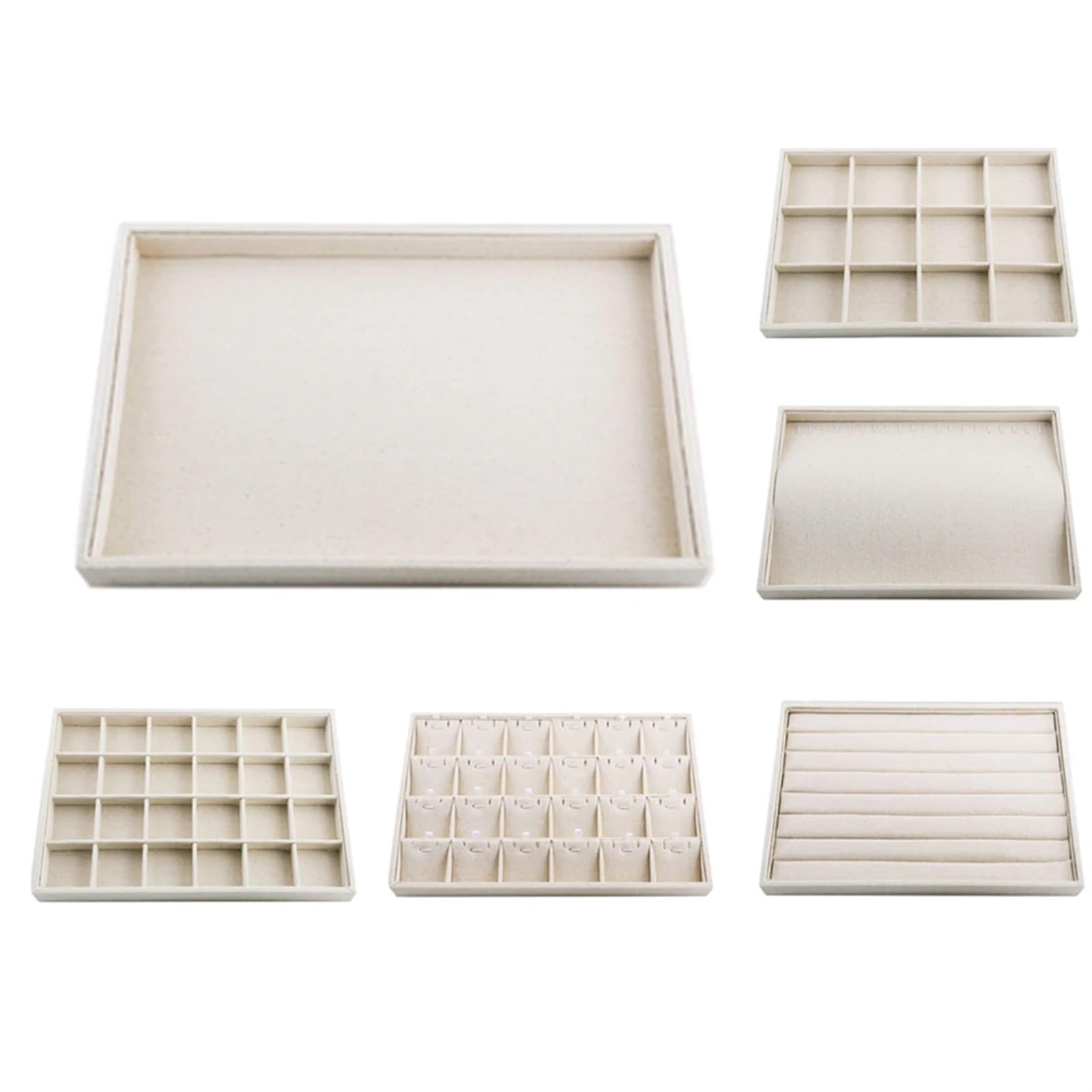 Bandejas para Joyas Bandeja Multifuncional De Lino Beige For Joyas, Organizador De Exhibición De Aretes, Caja De Almacenamiento For Aretes Y Collares para Joyas(Style 3)