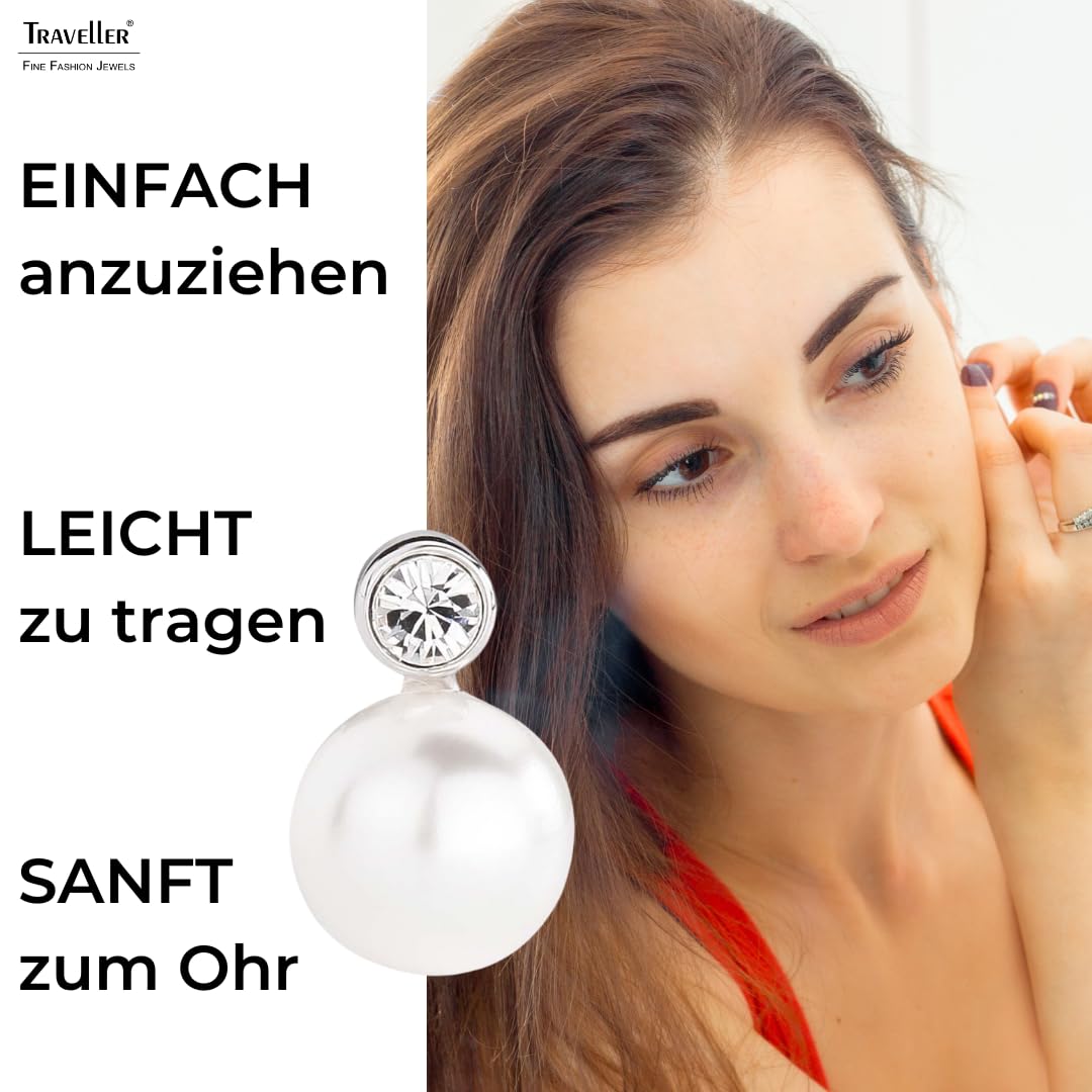 Traveller Ohrclip - 10-12mm Perle - Kristall