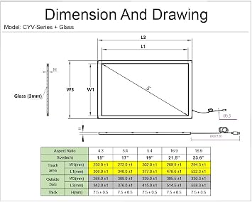 Chengying 15 Inch (4:3) Infrared Multi-Touch Overlay - IR Frame With Protective Glass - 15 Touch Panel - USB Interface