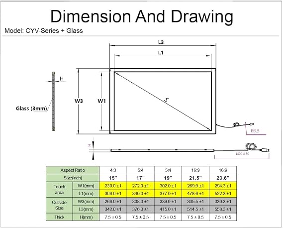 Chengying 15 Inch (4:3) Infrared Multi-Touch Overlay - IR Frame With Protective Glass - 15 Touch Panel - USB Interface