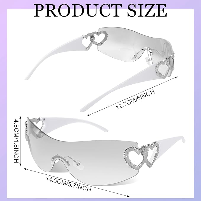 Y2K Rimless Sunglasses: Trendy Shield Wrap-Around Sunglasses for Women & Men