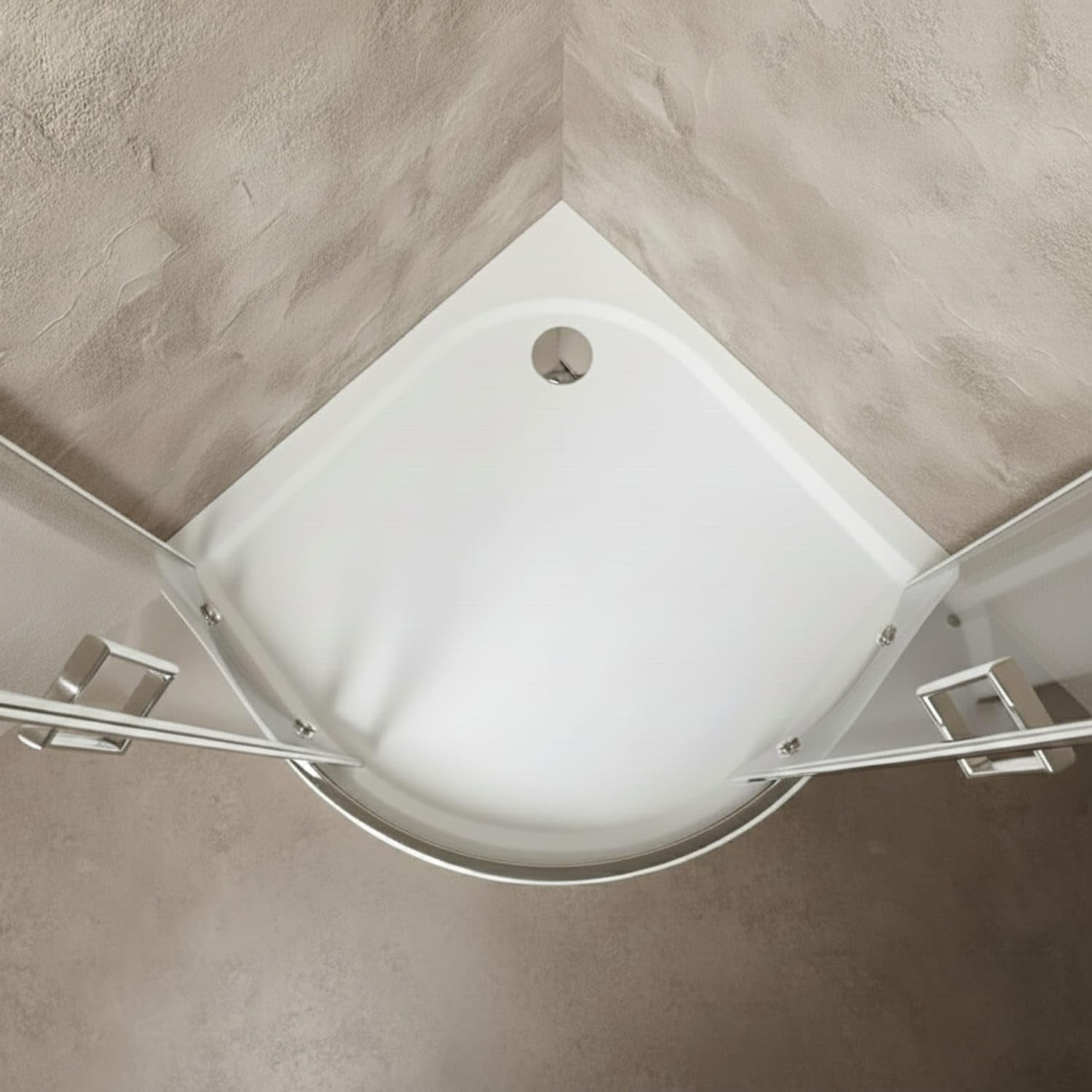 SOULHOME Mampara de ducha semicircular 90x90 cm Altura 200 cm CROMO | Mampara Semicircular (corredera + fijo) + (corredera + fijo), RADIO ROCA, Vidrio de seguridad 6mm tratamiento antical