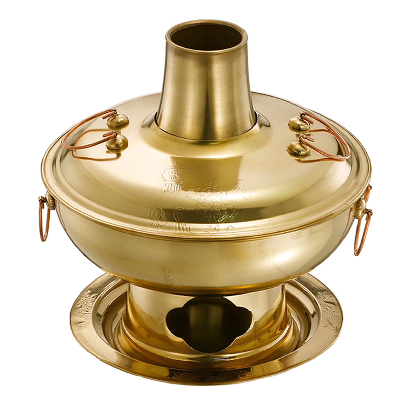 NGDFGR Beijing Copper Hot Pot,Chinese Style Hot Pot,Pure Copper Hot Pot,Chinese Tranditional Hotpot,Chinese Shabu Shabu Copper Hot Pot With Vintage,One Color-30cm