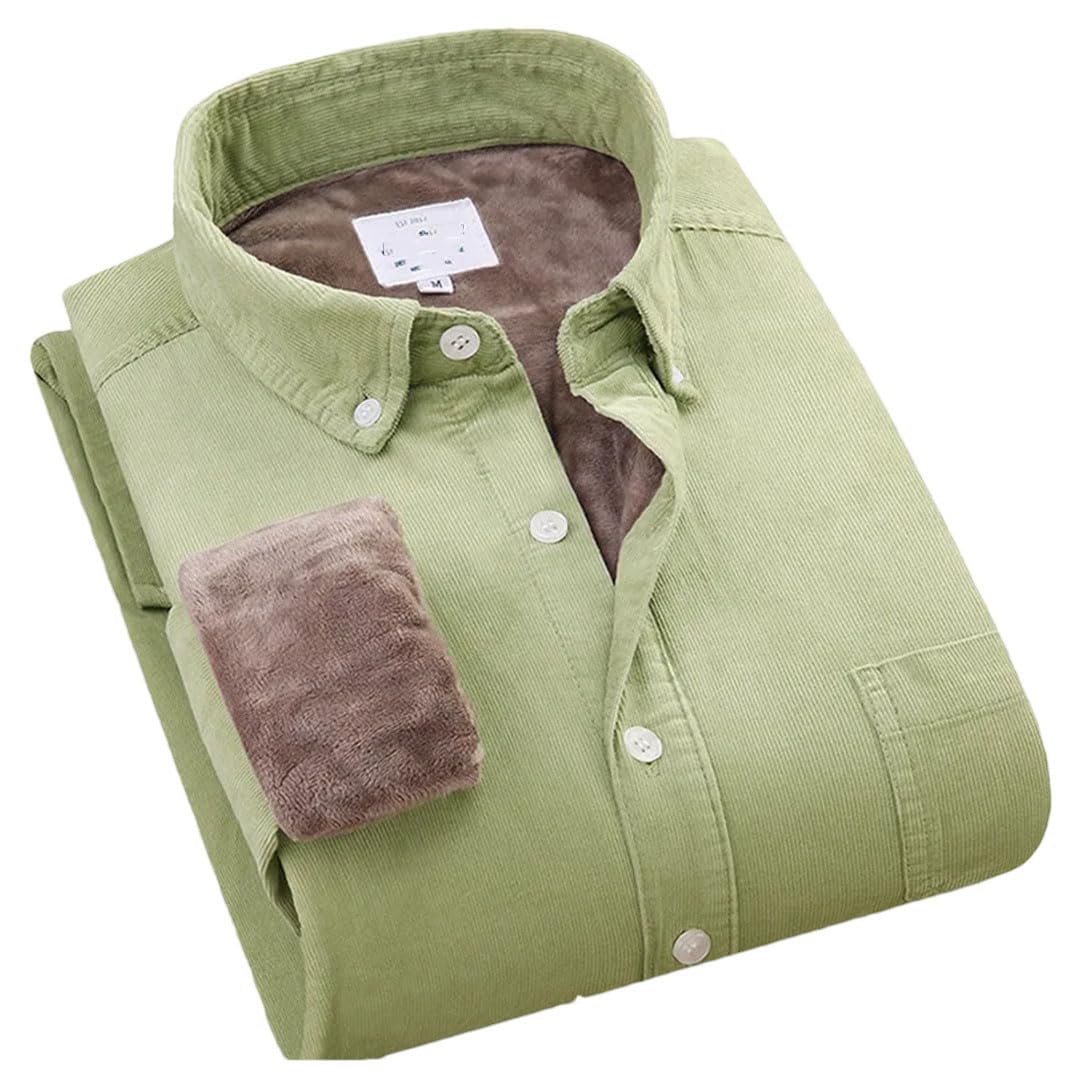 Camisa térmica de pana para hombre, de algodón, gruesa, para invierno, cálida, con forro polar